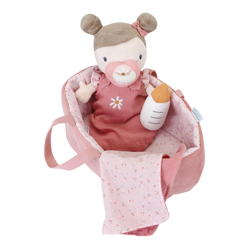 Bambola Neonata Rosa in Stoffa Fiori Rosa con Accessori - Baby Doll Rosa Little Pink Flowers