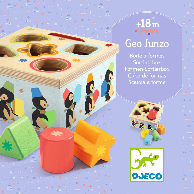 Gioco in Legno Scatola con Forme in Legno ad Incastro Geo Junzo