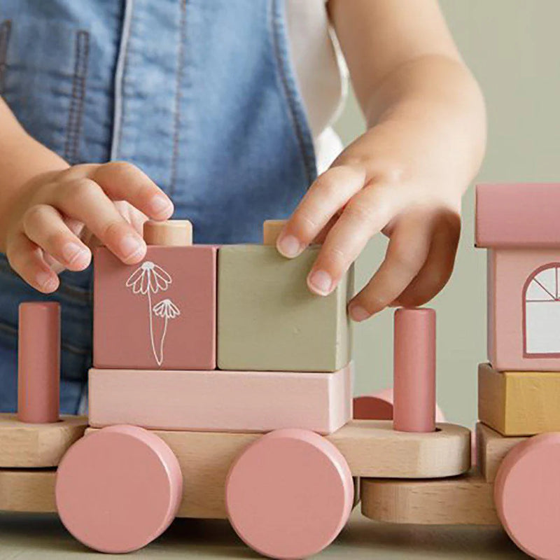 Trenino in Legno Impilabile Fiori - Stacking Train Flowers